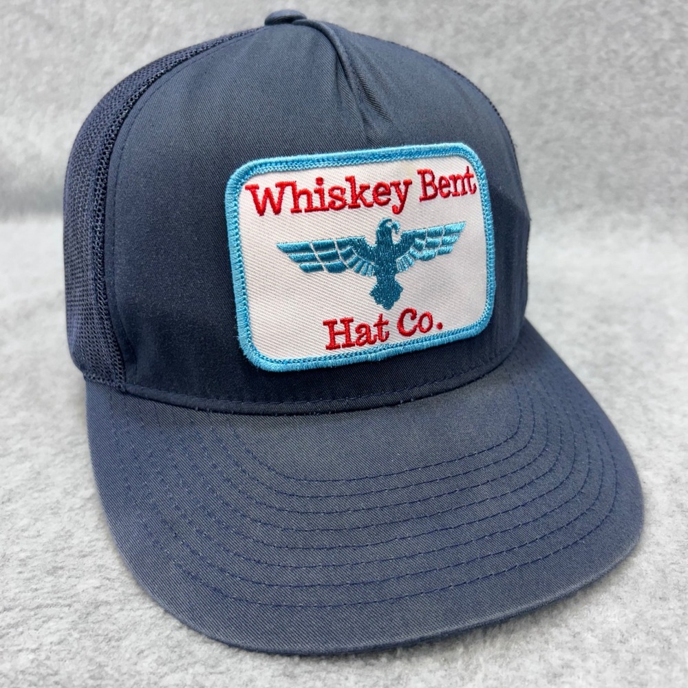 Whiskey Bent Eagle Patch Mens Blue Whiskey Bent Hat Co Trucker Snapback Hat OSFM